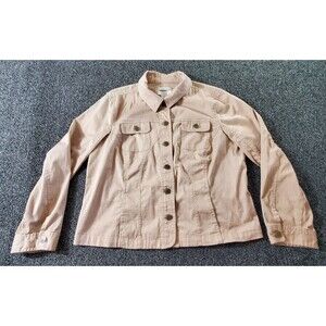 Christopher & Banks Jean Jacket Women PXL Tan 4-Pockets Stretch Lightweight Soft